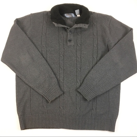 Oscar de la Renta Grey Cable Knit Sweater Size L - Picture 1 of 4